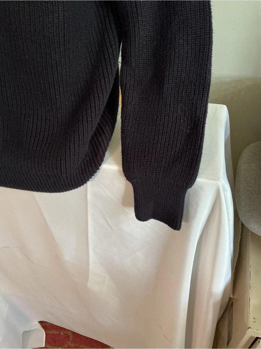 J. Crew Woodsman Navy Crewneck Sweater with Tan Shoulder Patches